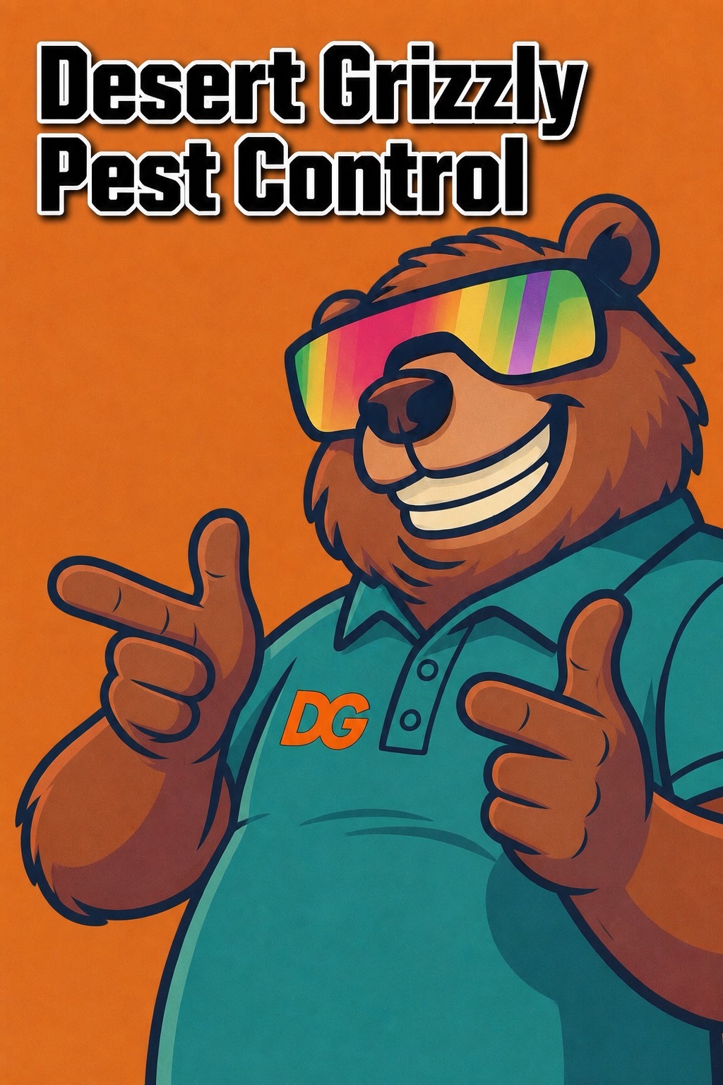 Desert Grizzly Pest Control mascot — friendly bear giving thumbs up